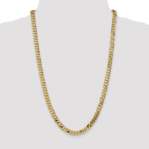 14k yellow gold 7.25mm beveled curb link bracelet anklet choker necklace pendant chain