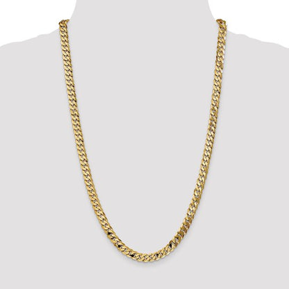 14k yellow gold 7.25mm beveled curb link bracelet anklet choker necklace pendant chain