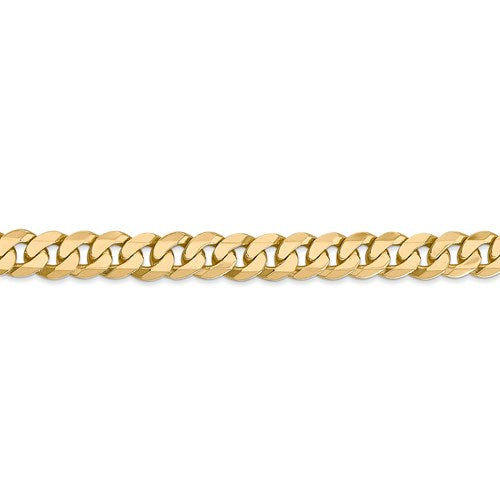 14k yellow gold 7.25mm beveled curb link bracelet anklet choker necklace pendant chain