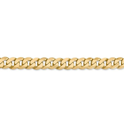 14k yellow gold 7.25mm beveled curb link bracelet anklet choker necklace pendant chain
