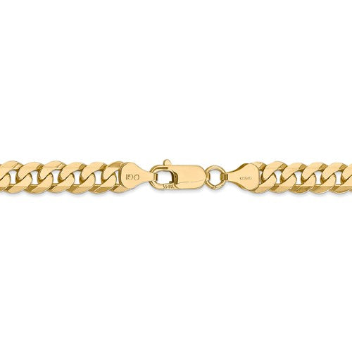 14k yellow gold 7.25mm beveled curb link bracelet anklet choker necklace pendant chain