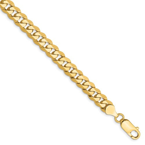 14k Yellow Gold 7.25mm Beveled Curb Link Bracelet Anklet Choker Necklace Pendant Chain