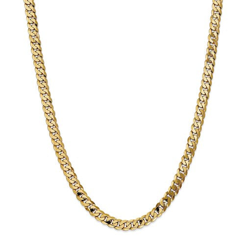 14k yellow gold 7.25mm beveled curb link bracelet anklet choker necklace pendant chain