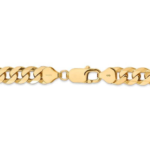 14k yellow gold 8mm beveled curb link bracelet anklet choker necklace pendant chain