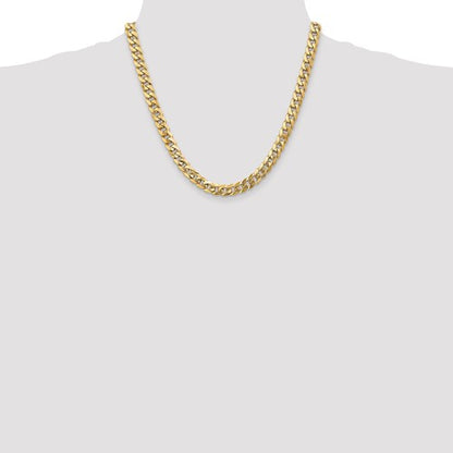 14k yellow gold 8mm beveled curb link bracelet anklet choker necklace pendant chain
