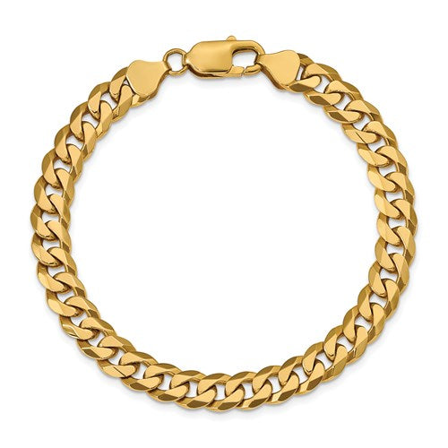 14k yellow gold 8mm beveled curb link bracelet anklet choker necklace pendant chain
