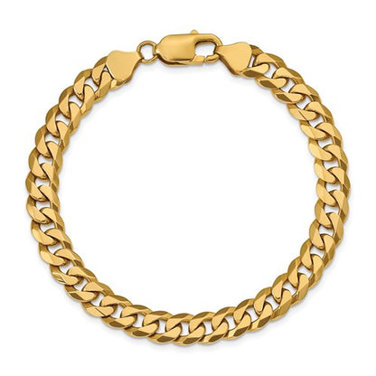 14k yellow gold 8mm beveled curb link bracelet anklet choker necklace pendant chain