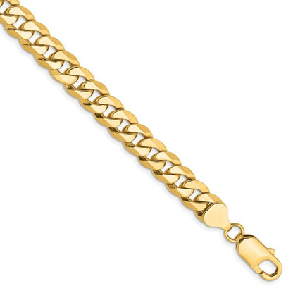 14k yellow gold 8mm beveled curb link bracelet anklet choker necklace pendant chain