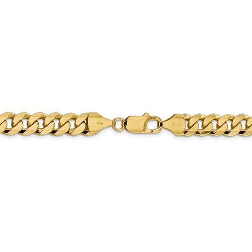 14k yellow gold 8.5mm beveled curb link bracelet anklet choker necklace pendant chain