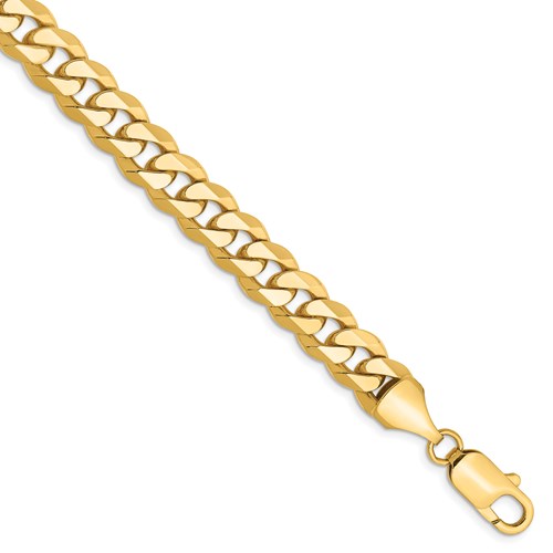 14k yellow gold 8.5mm beveled curb link bracelet anklet choker necklace pendant chain
