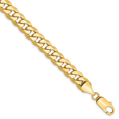 14k yellow gold 8.5mm beveled curb link bracelet anklet choker necklace pendant chain