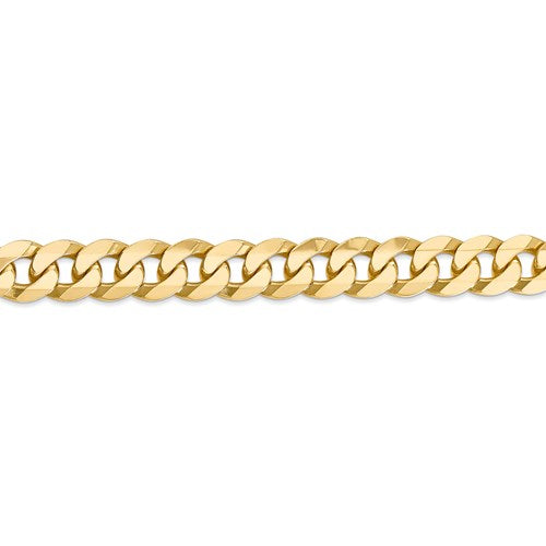 14k yellow gold 9.5mm beveled curb link bracelet anklet choker necklace pendant chain