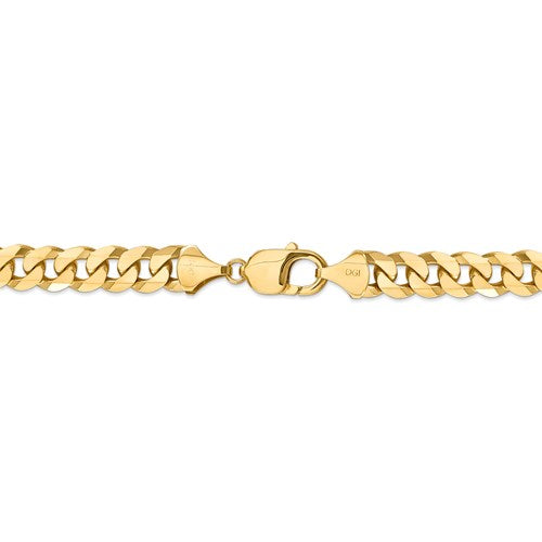 14k yellow gold 9.5mm beveled curb link bracelet anklet choker necklace pendant chain