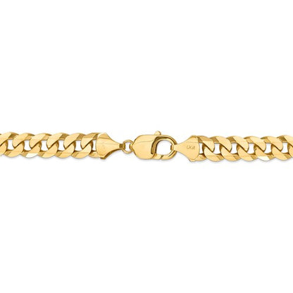 14k yellow gold 9.5mm beveled curb link bracelet anklet choker necklace pendant chain