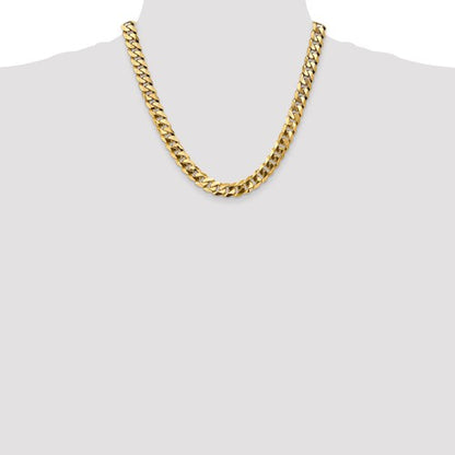 14k yellow gold 9.5mm beveled curb link bracelet anklet choker necklace pendant chain