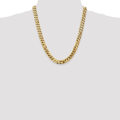 14k yellow gold 9.5mm beveled curb link bracelet anklet choker necklace pendant chain
