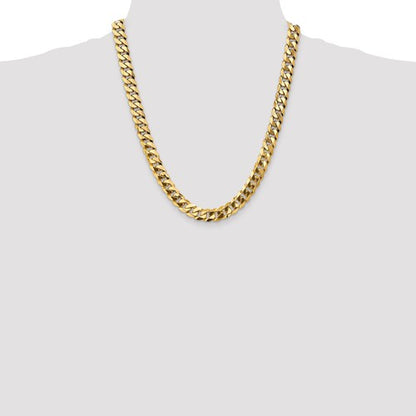 14k yellow gold 9.5mm beveled curb link bracelet anklet choker necklace pendant chain