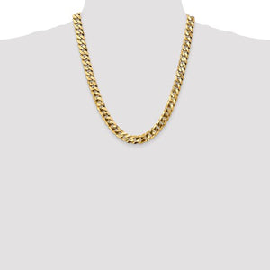 14k Yellow Gold 9.5mm Beveled Curb Link Bracelet Anklet Choker Necklace Pendant Chain