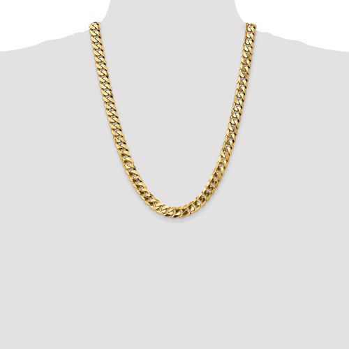 14k yellow gold 9.5mm beveled curb link bracelet anklet choker necklace pendant chain