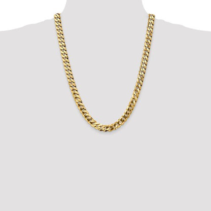 14k yellow gold 9.5mm beveled curb link bracelet anklet choker necklace pendant chain