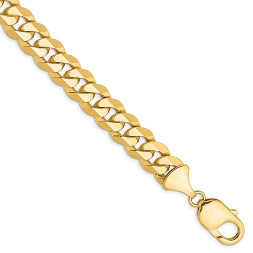 14k yellow gold 9.5mm beveled curb link bracelet anklet choker necklace pendant chain