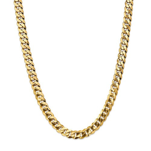14k yellow gold 9.5mm beveled curb link bracelet anklet choker necklace pendant chain