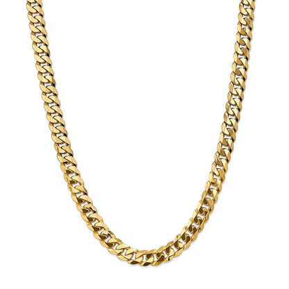 14k yellow gold 9.5mm beveled curb link bracelet anklet choker necklace pendant chain