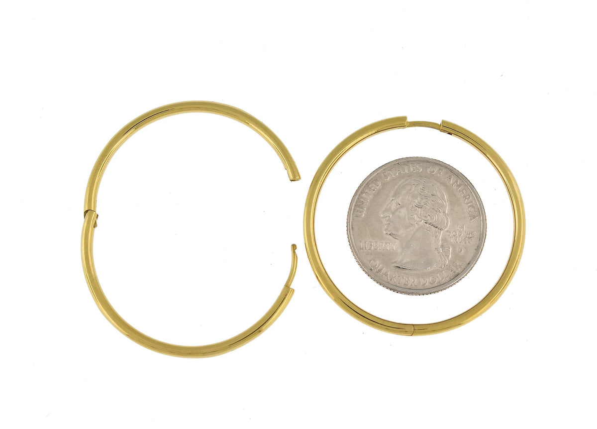 14k solid yellow rose white gold 38.7mm round endless hinged hoop earrings custom made to order
