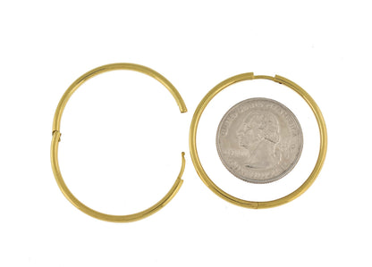 14k solid yellow rose white gold 38.7mm round endless hinged hoop earrings custom made to order