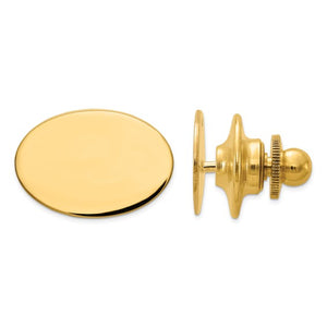 14K Solid Yellow Gold Oval Tie Tac Personalized Engraved Monogram