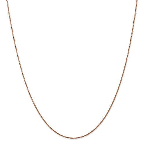 14k rose gold 1mm diamond cut wheat spiga choker necklace pendant chain lobster clasp