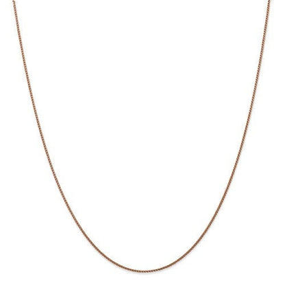14k rose gold 1mm diamond cut wheat spiga choker necklace pendant chain lobster clasp