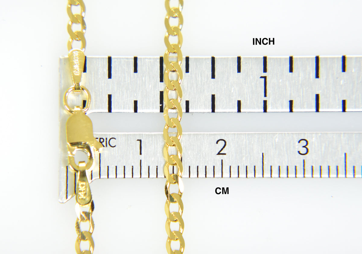 14k yellow gold 2.2mm beveled curb link bracelet anklet choker necklace pendant chain