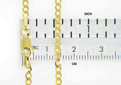 14k yellow gold 2.2mm beveled curb link bracelet anklet choker necklace pendant chain