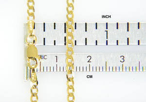 14K Yellow Gold 2.2mm Beveled Curb Link Bracelet Anklet Choker Necklace Pendant Chain
