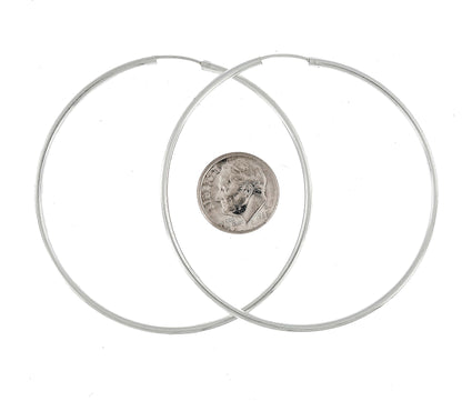sterling silver 2.24 inch round endless hoop earrings 57mm x 2mm