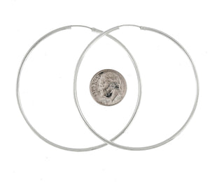 Sterling Silver 2.24 inch Round Endless Hoop Earrings 57mm x 2mm