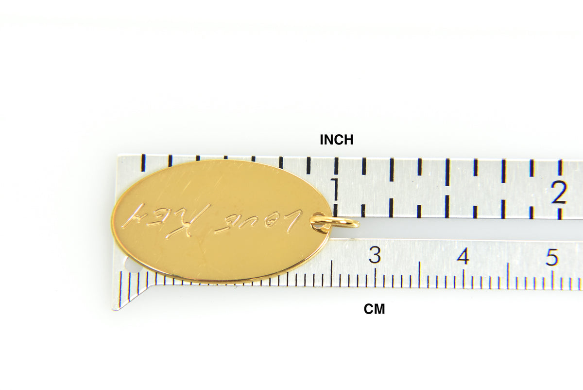 14k 10k gold sterling silver handwriting name oval pendant charm personalized