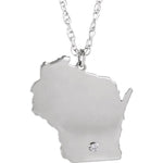Indlæs billede til gallerivisning 14k 10k Yellow Rose White Gold Diamond Silver Wisconsin WI State Map Personalized City Necklace
