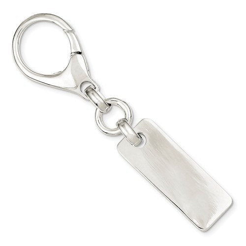 engravable sterling silver rectangle key holder ring keychain personalized engraved monogram