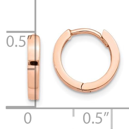 14k rose gold classic huggie hinged hoop earrings 11mm x 2mm