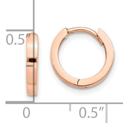 14k rose gold classic huggie hinged hoop earrings 11mm x 2mm