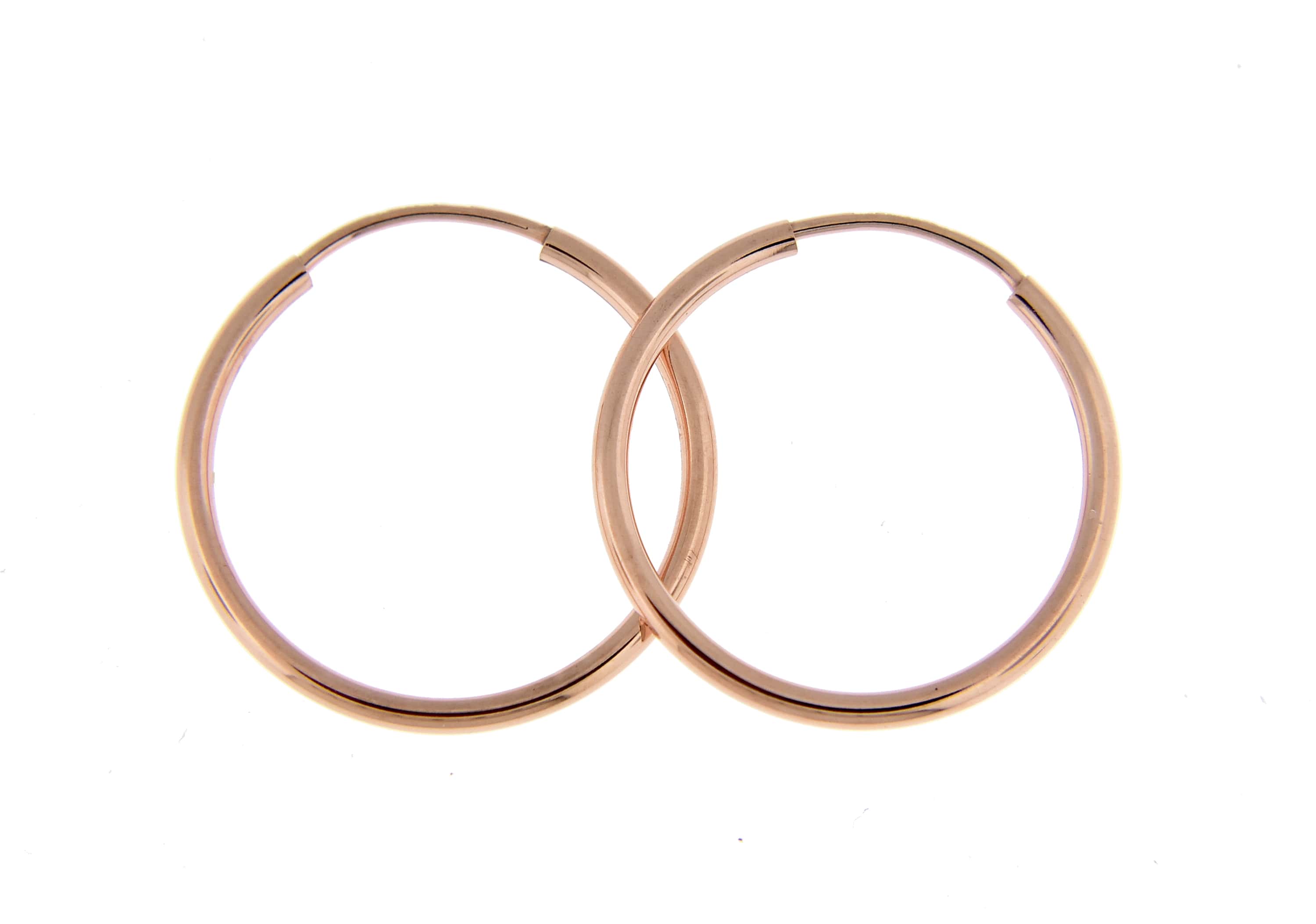 14k Rose Gold Classic Endless Round Hoop Earrings 22mm x 1.5mm