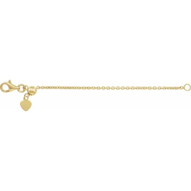 14k Yellow Rose White Gold or Sterling Silver Cable Chain Extender Adjustable up to 3 inches with Lobster Clasp