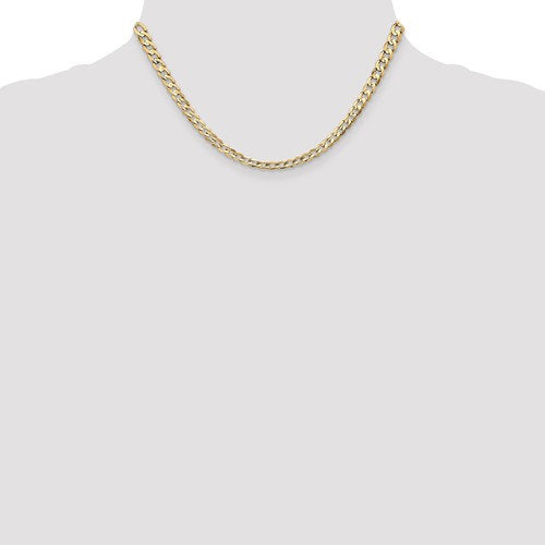 14k yellow gold 4.5mm open concave curb bracelet anklet choker necklace pendant chain