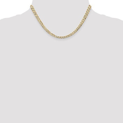 14k yellow gold 4.5mm open concave curb bracelet anklet choker necklace pendant chain