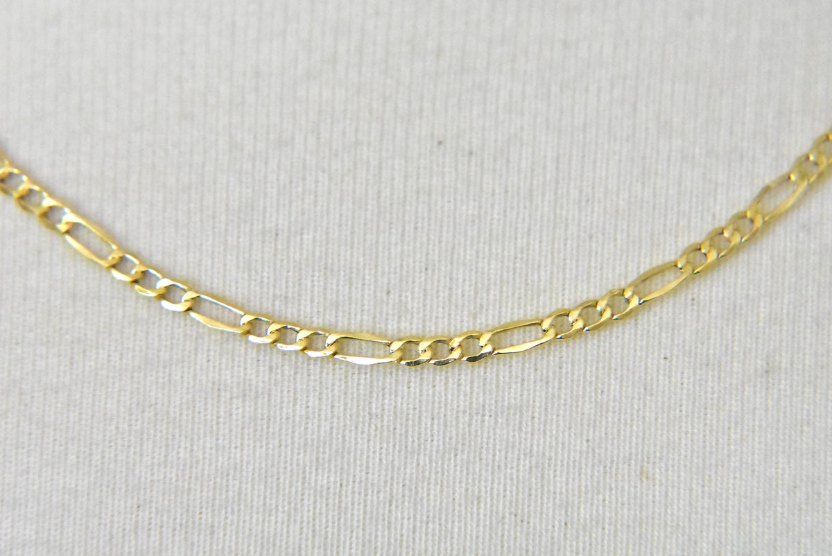 14k yellow gold 2.5mm lightweight figaro bracelet anklet choker necklace chain