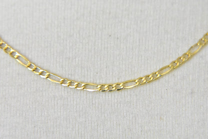 14k yellow gold 2.5mm lightweight figaro bracelet anklet choker necklace chain