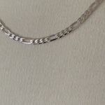 비디오를 갤러리 뷰어 14K White Gold 4mm Figaro Bracelet Anklet Choker Necklace Pendant Chain에 로드 및 재생
