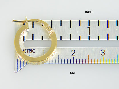 14k yellow gold greek key square tube round hoop earrings